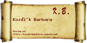 Kozák Barbara névjegykártya